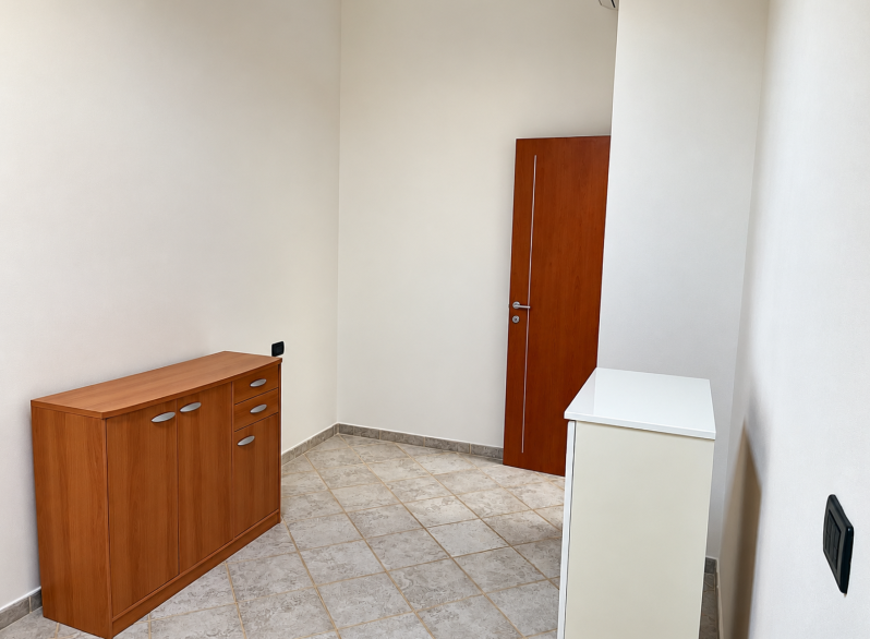 Ingresso moderno minimalista con porta in legno